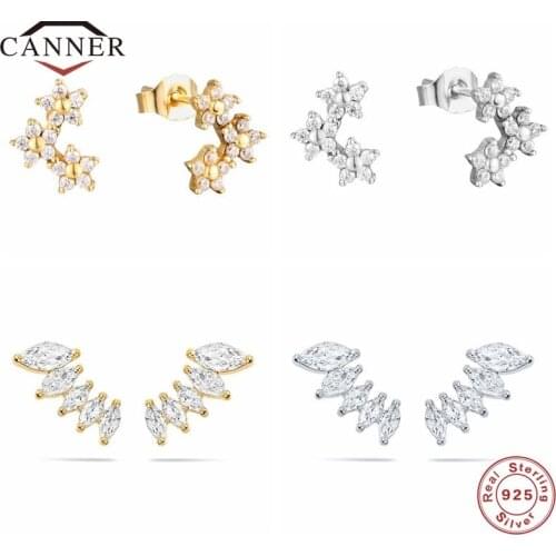 CANNER 2021 New 925 Sterling Silver Horse Eye CZ Zircon Stud Earrings For Women Piercing Earring Ear Buckle Jewelry Pendientes