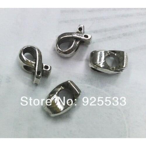 Free shipping 100pcs/lot big hole antique silver plated metal riband shape beads fit European bracelet jewelry DIY