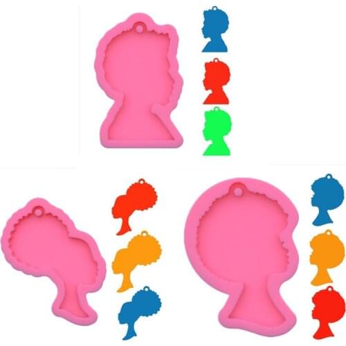 Keychain Casting Silicone Mould DIY Crafts Jewelry Pendant Making Tools Super Glossy Women Head Epoxy Resin Mold