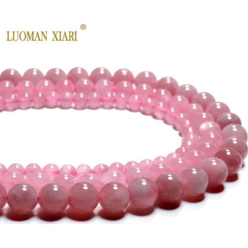 Top AAA 100% Natural Madagascar Rose Quartzs Round Stone Beads Pink Crystal For Jewelry Making DIY Bracelet Necklace 6/8/10mm