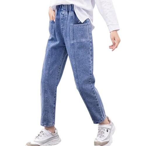 Jeans Girl Patchwork Jeans For Girls Casual Style Kid Jeans Spring Autumn Childrens Clothing 6 8 10 12 14