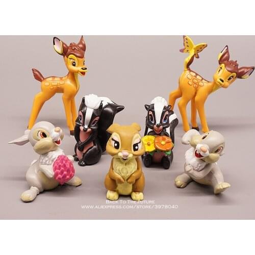 Disney Bambi 6-9cm 7pcs/set mini doll Action Figure Posture Anime Decoration Collection Figurine Toys model for children gift