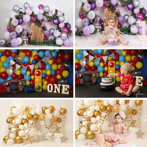 Newborn Colorful Balloon Birthday Backdrop Boy Girl Cake Smash Photography Background Party Decor Props Photo Studio Baby Shower