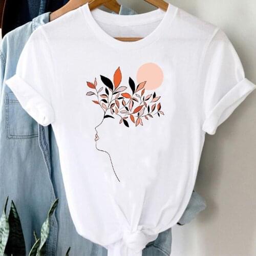 T-shirts Women Pretty Cute Sweet 90s Ladies Clothing Flower Fashion Clothes Graphic Tshirt Top Lady Print Female Tee T-Shirt
