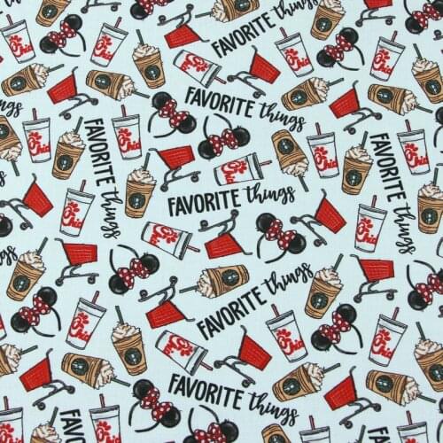 Cartoon Coffee Drinks Cotton Fabric for Girl Clothes Bedding Set Hometextile Curtain Cushion Cover DIY Needlework Material