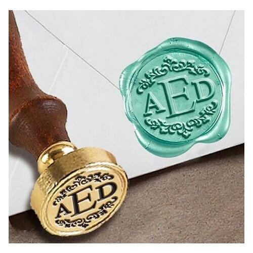 Personalized Monogram 3-Initial Custom Wax Seal Stamp 1" Die- #1166 Times Roman with Scrolls