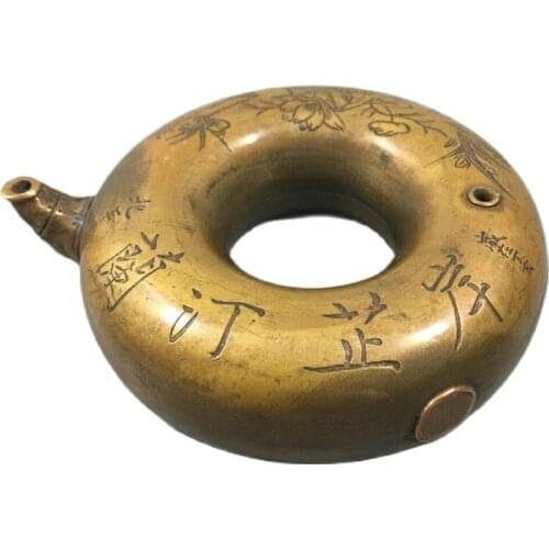 Chinese antique brass shore Zhi Ting LAN Shui Yu Shui Di Hu study ornament