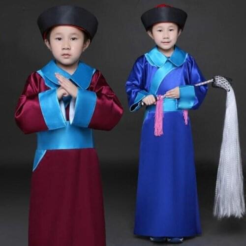Chinese Folk Dance Children of The Qing Dynasty Eunuch Costume for Boys Ancient Robes Stage Performance Clothing