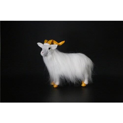 Small cute simulation goat model polyethylene & furs yellow Shofar sheep doll gift about 19x16cm 2927