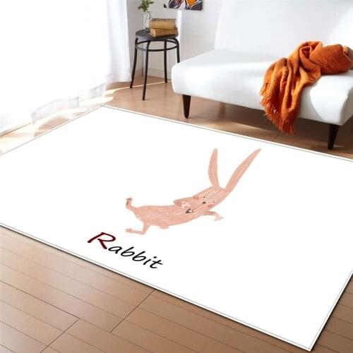 Cartoon Cute Animal Carpets Bedroom Kids Play Mat Soft Flannel Memory Foam Rabbit Printed Tea Table Area Rugs Living Room Carpet