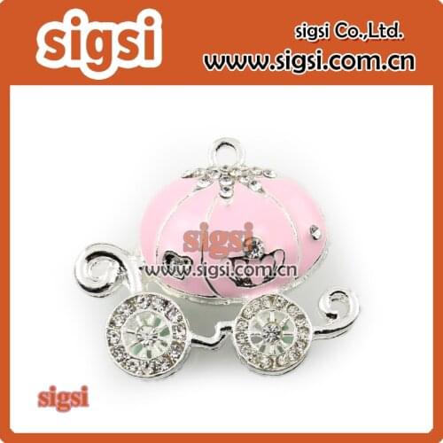 Fashion nice carriage shape color crystal rhinestone pendant for girl