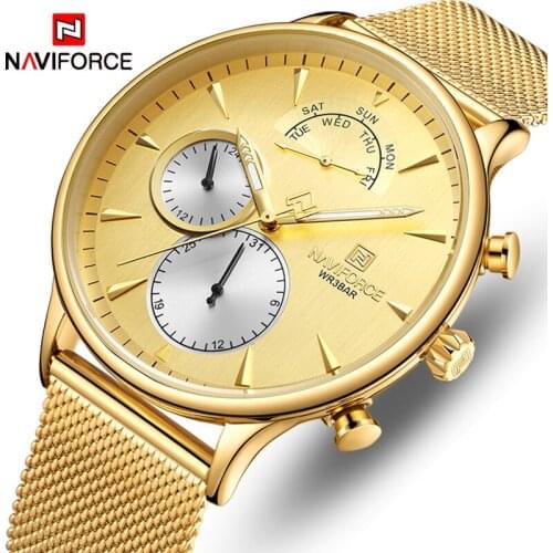 Top Luxury Brand NAVIFORCE 2019 New Simple fashion Sport Quartz Watches Mens Full Steel Waterproof Date Clock Relogio Masculino