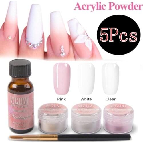 5Pc Acrylic Nail Kit Manicure Set Nails Extension Kits Acrilico Tools For Manicura Ongle Acrylique Art Acryl Starter Acrylnagels