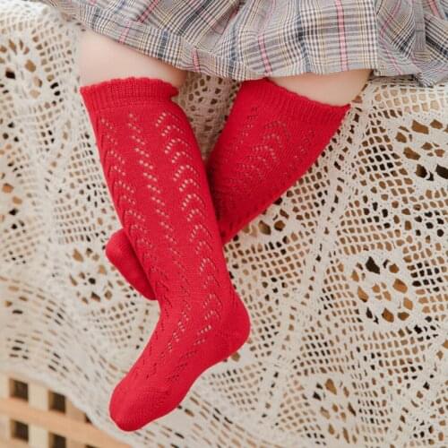 0-3 Years Newborn Baby Girls Knee High Socks Hollow Out Spanish Toddlers Infant Long Socks Breathable Soft Baby Socken
