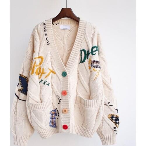 Autumn and Winter Korean Style 2020 New Lazy Wind Cardigan Sweaters Womens Clothing Coat Loose Knitwear Autumn Top Popular