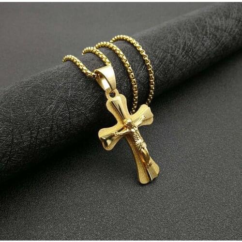 New Arrival Dropshipping gold color Jesus Cross Pendant For Men Women Necklace Fine Party Wedding Jewelry