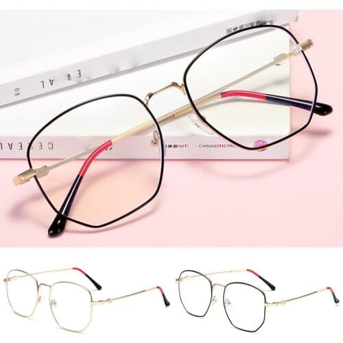Anti-blue Light Glasses 24g Lightweight Polygonal Metal Frame with Flat Mirror Thin Eyeglasses Rack for Computer Workers LL@17
