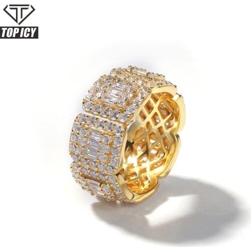 Wholesale Aliexpress New Launched Hip Hop Jewelry Iced Out Brass Bling Ring 8mm Cubic Zirconia Wedding Ring