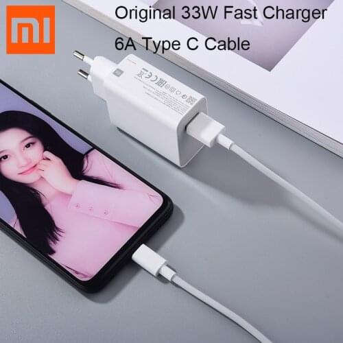 Original Xiaomi MDY-11-EZ Mi 10 Turbo Fast Charging 33W Adapter 6A Type C Cable For Mi 10T 9T Pro Redmi K30 Note10 9 Pro POCO X3