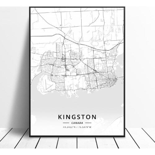Kingston Burnaby Markham Surrey Victoria Windsor Canada Map Canvas Art Poster