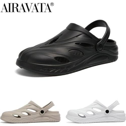 Airavata Male Summer Sandals Crocks Shoes Wading Beach Breathable Leisure Sandals Garden Shoes Flat Heel Comfortable Slippers
