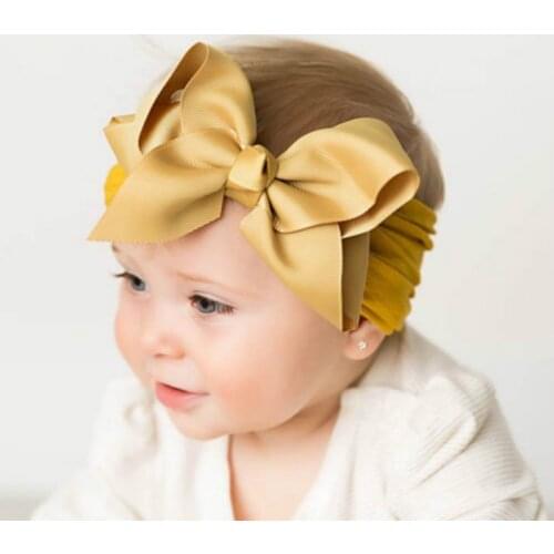 Cute Newborn Infant Headband Kids Girls Nylon Bow Knot Hairband Stretch Girl Head Wrap Headwear Accessories Gifts 21 Colors