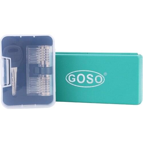 Kaba Transparent Lock with 14pcs Goso Dimple Kaba Pick Tool,Great Locksmith Training Set