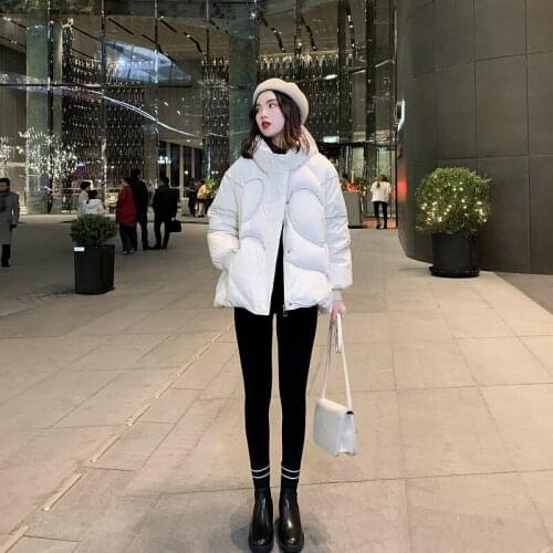 2021 Winter New Fashion Women White Duck Down Coat Female Solid Short Puffer Jacket Thicken Warm Ladies Hooded Oversize Outwear