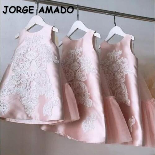 2021 Hot Sale New Summer Kid Girl Party Dress Pink Sleeveless Detachable 2-pcs Set Princess Dress Wedding Perform Birthday E9168