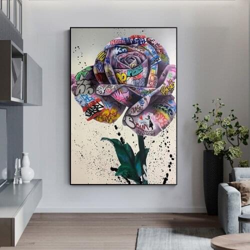 Rose Flowers Graffiti Art Canvas Paintings on the Wall Art Posters and Prints Street Art of Love Nordic Art Pictures Home Decor