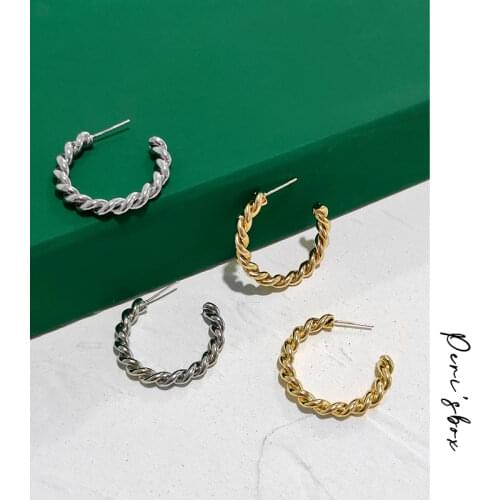 PerisBox 29mm Middle Open Twisted Hoop Earrings Thick C Shape Earrings Hoops Minimalist Simple Earrings For Women Everyday