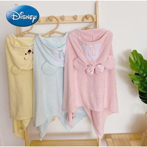Disney Mickey Minnie Child Shawl Bath Towel Quick-drying Absorbent Cartoon Baby Bathing Cloak