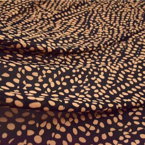 High Twist Chiffon Yarn Fabric Fashion Black Background Irregular Wave Point Handmade DIY Dress Shirt Womens Clothing Fabric