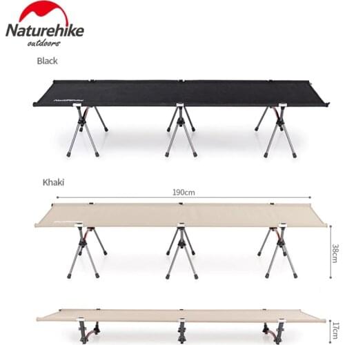 Naturehike Polyester Oxford 7075 Aluminium Alloy Material Outdoor Folding Bed Ultralight Portable Hiking Travel Camping Bed