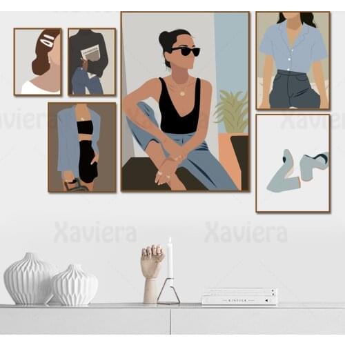 Modern Women Fashion Accessories Plant Retro Posters Nordic Abstract Canvas Paintings Wall Art Pictures Girls Bedroom Decoration