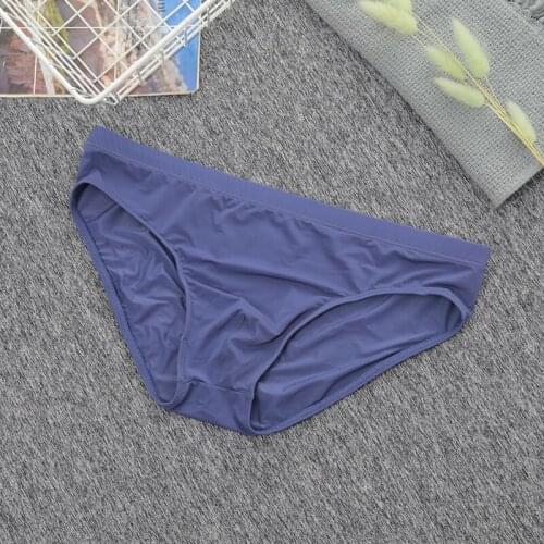 New Mens Ice Silk Panties Ultra-thin Silky Breathable Translucent Low Waist Briefs Comfortable Cool Underwear Male