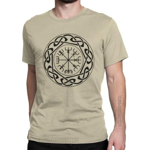 Vegvisir Viking Symbol Valheim T-Shirt For Men Valhalla Hipster 100% Cotton Tee Shirt Crewneck Classic Short Sleeve T Shirt