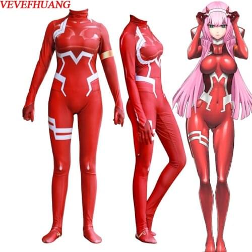 VEVEFHUANG Anime 3D Women DARLING in the FRANXX 02 Zero Two Cosplay Costume Zentai Bodysuit Suit Jumpsuits