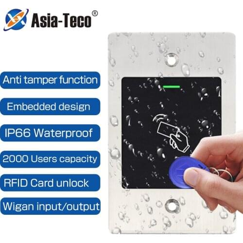 IP66 Waterproof Metal Access Control Reader 2000 user RFID 125KHZ Reader Embedded RFID Access Controller with Wiegand 26 Output