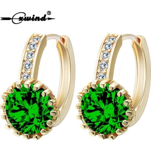 Cxwind Gold-Color Huggies Crystal Zircon Earrings Womens Punk Copper Small Hoop Earrings for Women Wedding Party Ear Jewelry