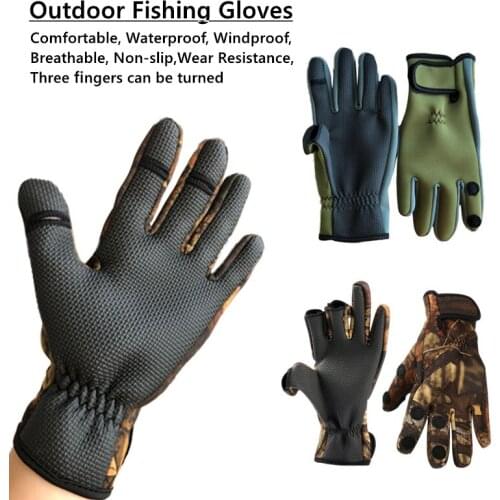 1Pair Winter Outdoor Anti-slip Fishing Gloves Waterproof Climbing Hiking Warm Gloves