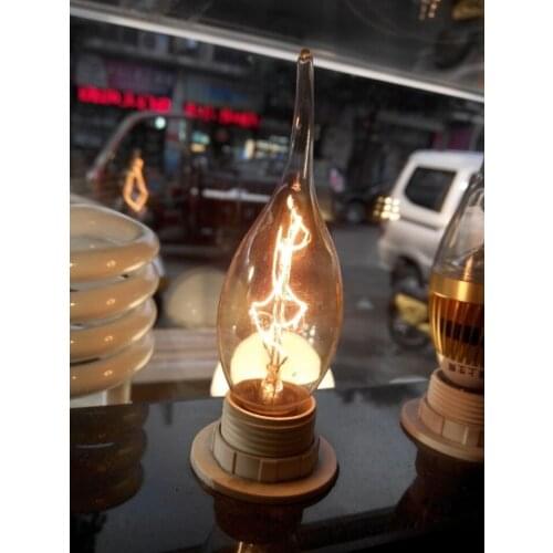 10PCS/LOT E14 pull tail lamp candle bulbs Edison retro tungsten carbon filament light for Crystal Chandelier 110V 120V