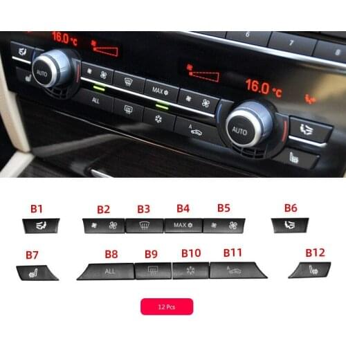 12Pcs Air conditioning panel buttons Repair Kit A/C Heater Button Switch Cover Fit for BMW 5 6 7 F10 F01 F12 F06 F07 GT F13 613
