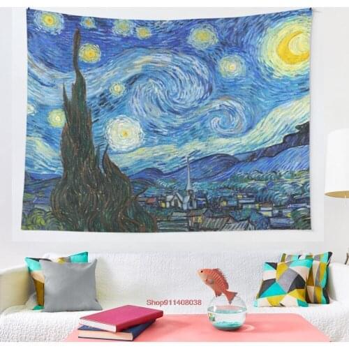 1889 Vincent van Gogh The Starry Night 73x92 tapestry Art Wall Hanging Tapestries for Living Room Decor