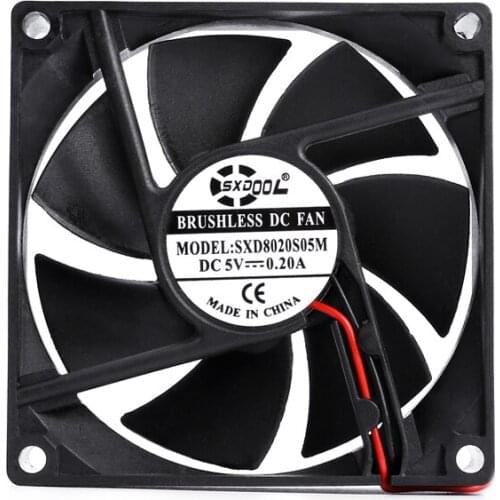 2pcs 5V 80mm cooling fan 8020 DC Cooler Sleeve Bearing Fan 80X80X20mm 2Pin For Computer Cases And CPU Coolers