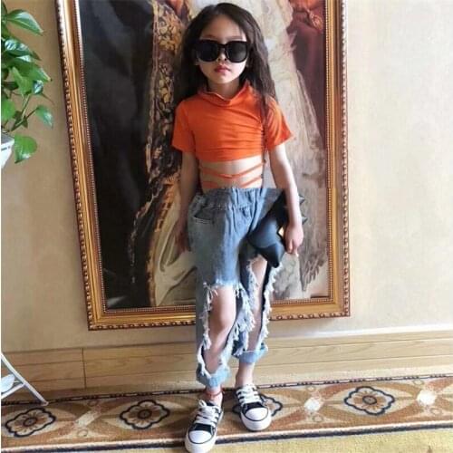 2019 Girl Top Fashion Cool Jeans Big Hole Denim Pants For Girls Kids Long Jeants Pant Child Clothes