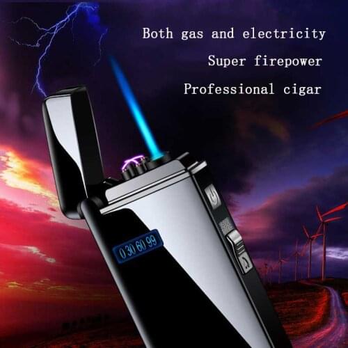 2021 Windproof USB Arc Lighter Metal Natural Gas Torch Turbine Lighter Hookah Kitchen Plasma Lighter Male Survival Gadget