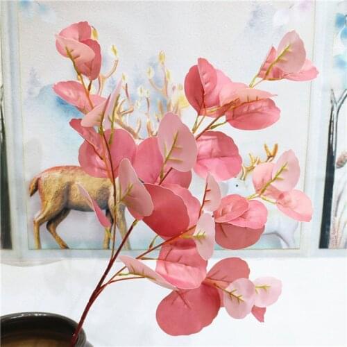 3pcs/lot Simulation Eucalyptus Branch Real Touch Artificial Eucalytus Leaf -shaped Home Decoration Wedding Fake Plants Leaves