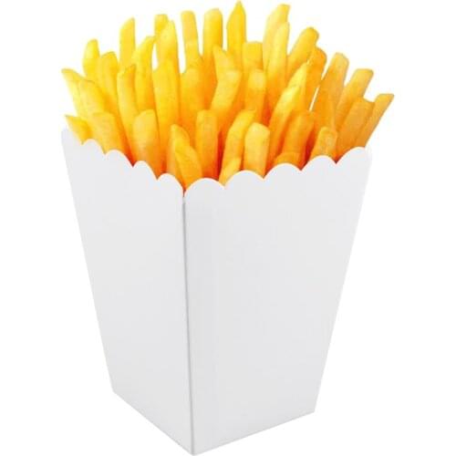 50PCS Paper Popcorn Box Wedding Candy Food Bag Favors Birthday Party Decoration Supplies Pure White Folding Popcorn Box