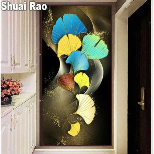 5D DIY Diamond Painting Golden leaf 3d cross stitch mosaic full square/round diamond embroidery rhinestone paintings,home gift